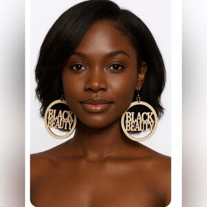 Black Beauty Wood Statement Earrings